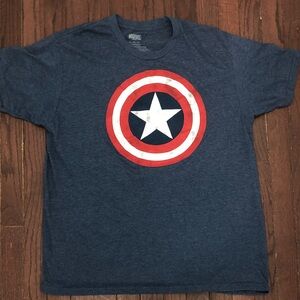 Marvel Men's Blue Captain America Emblem Tee